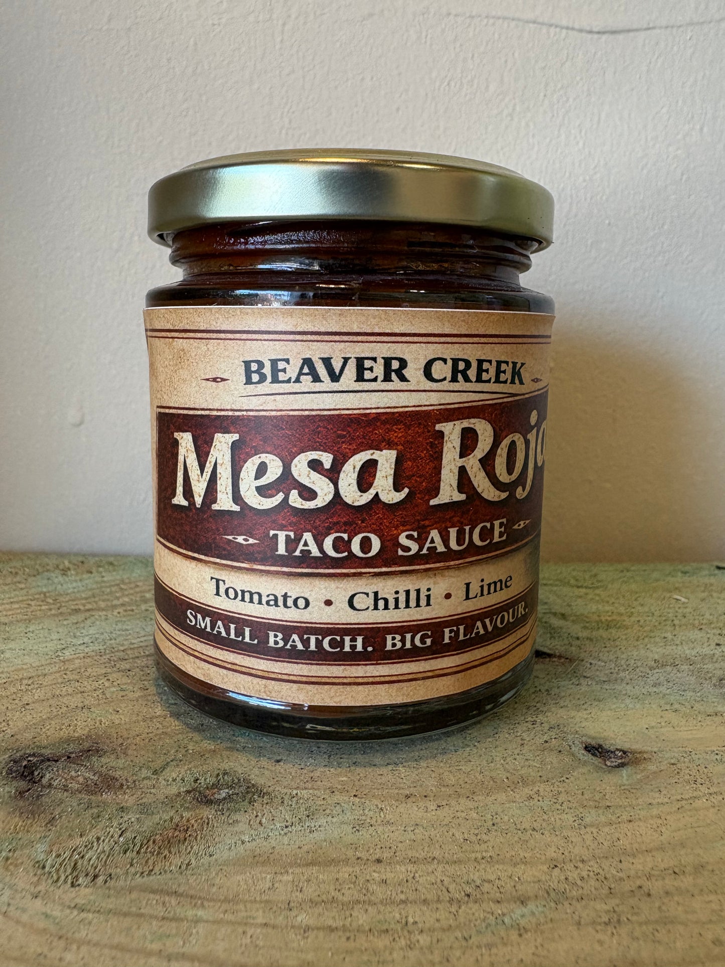 Mesa Roja jalapeño tomato taco sauce – 190ml bottle by Beaver Creek BBQ