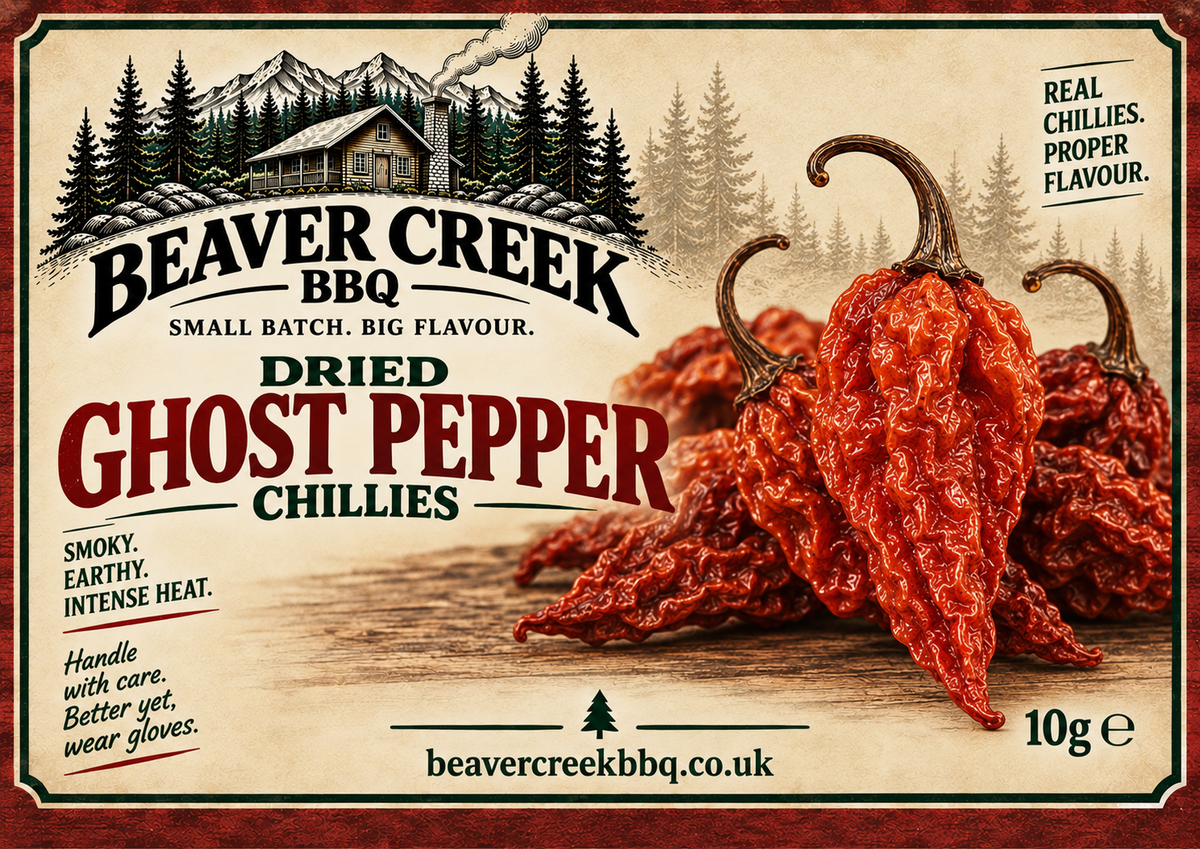 Beaver Creek BBQ dried Ghost pepper chillies, 10g pack