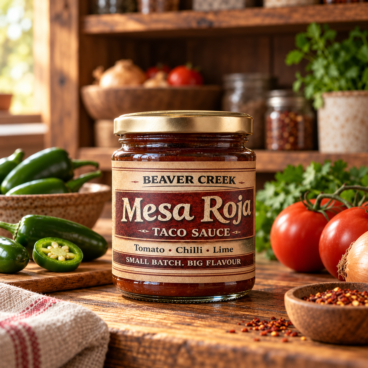 Mesa Roja jalapeño tomato taco sauce – 190ml bottle by Beaver Creek BBQ
