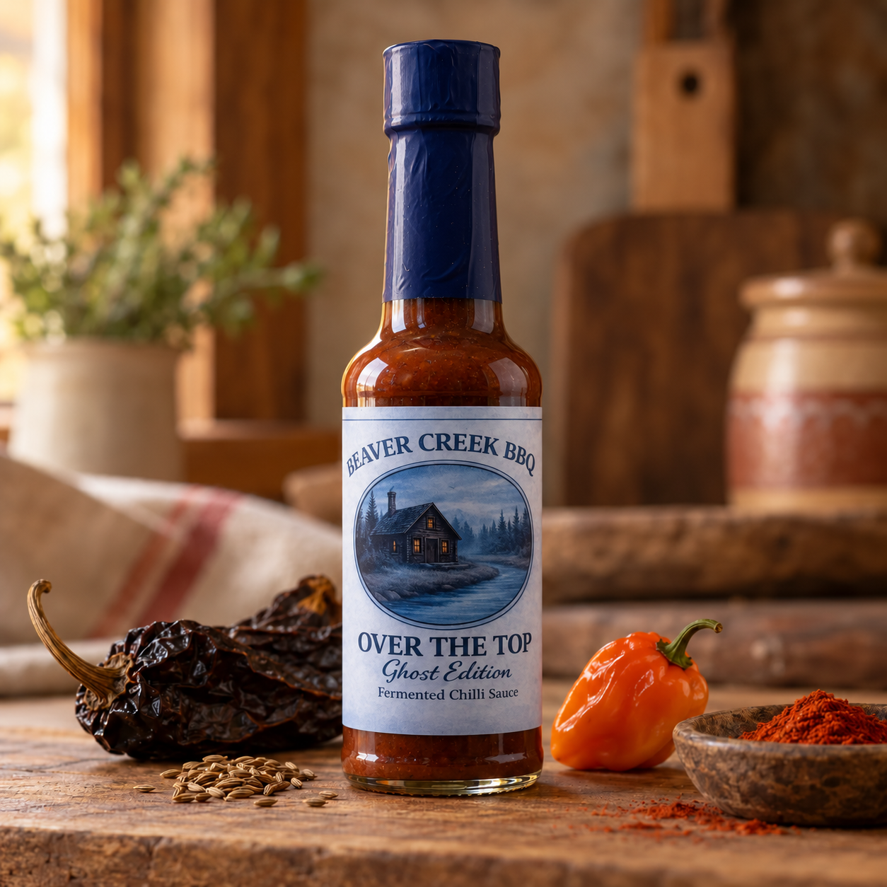 Over the Top Ghost Edition fermented Ghost Pepper hot sauce – 150ml bottle