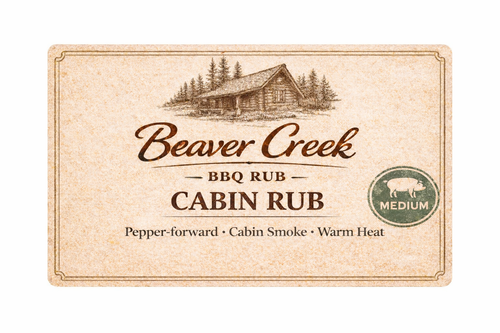 Cabin Rub beef BBQ seasoning pouch by Beaver Creek BBQ