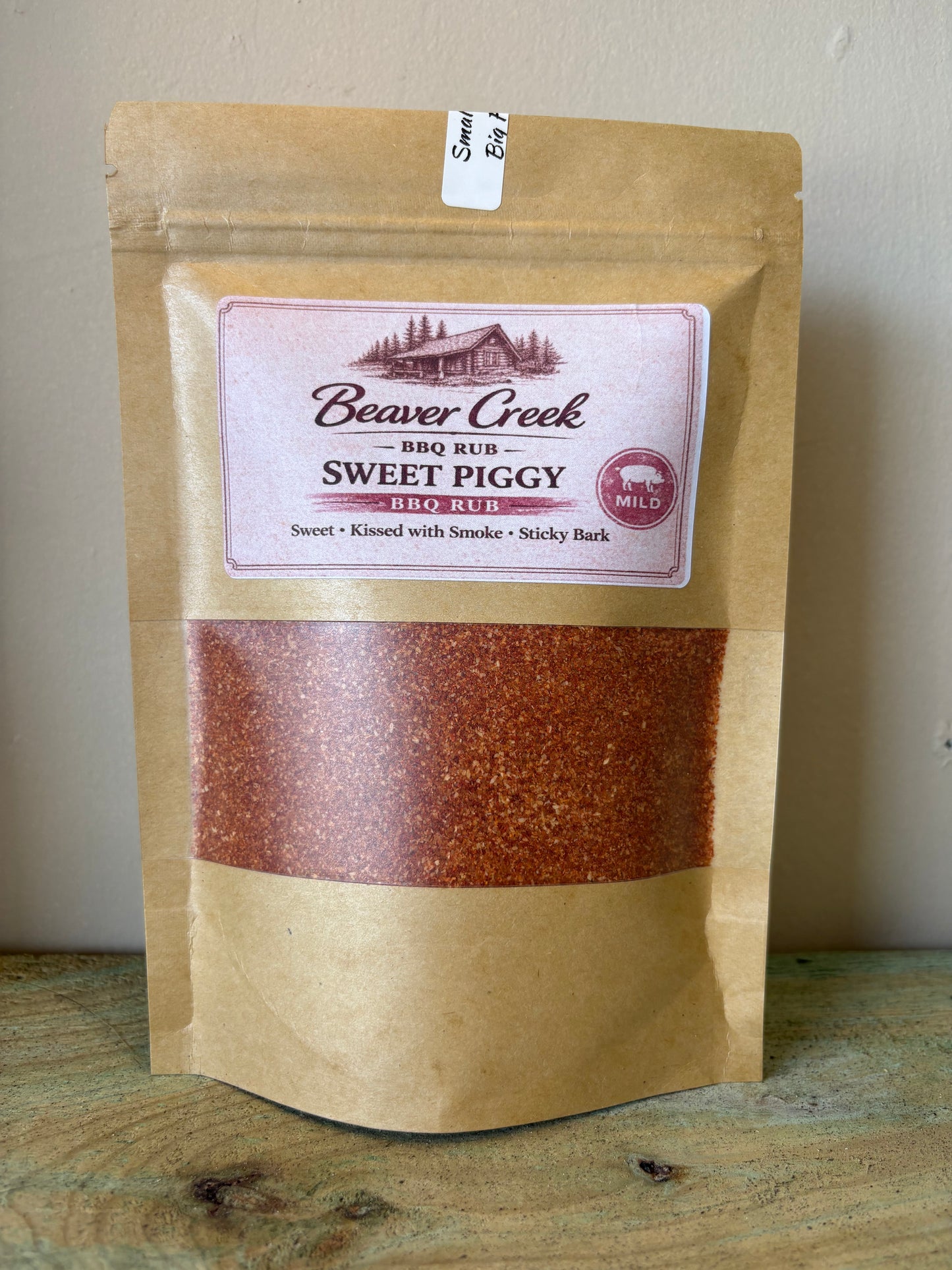 Sweet Piggy BBQ rub pouch for pork and ribs by Beaver Creek BBQ